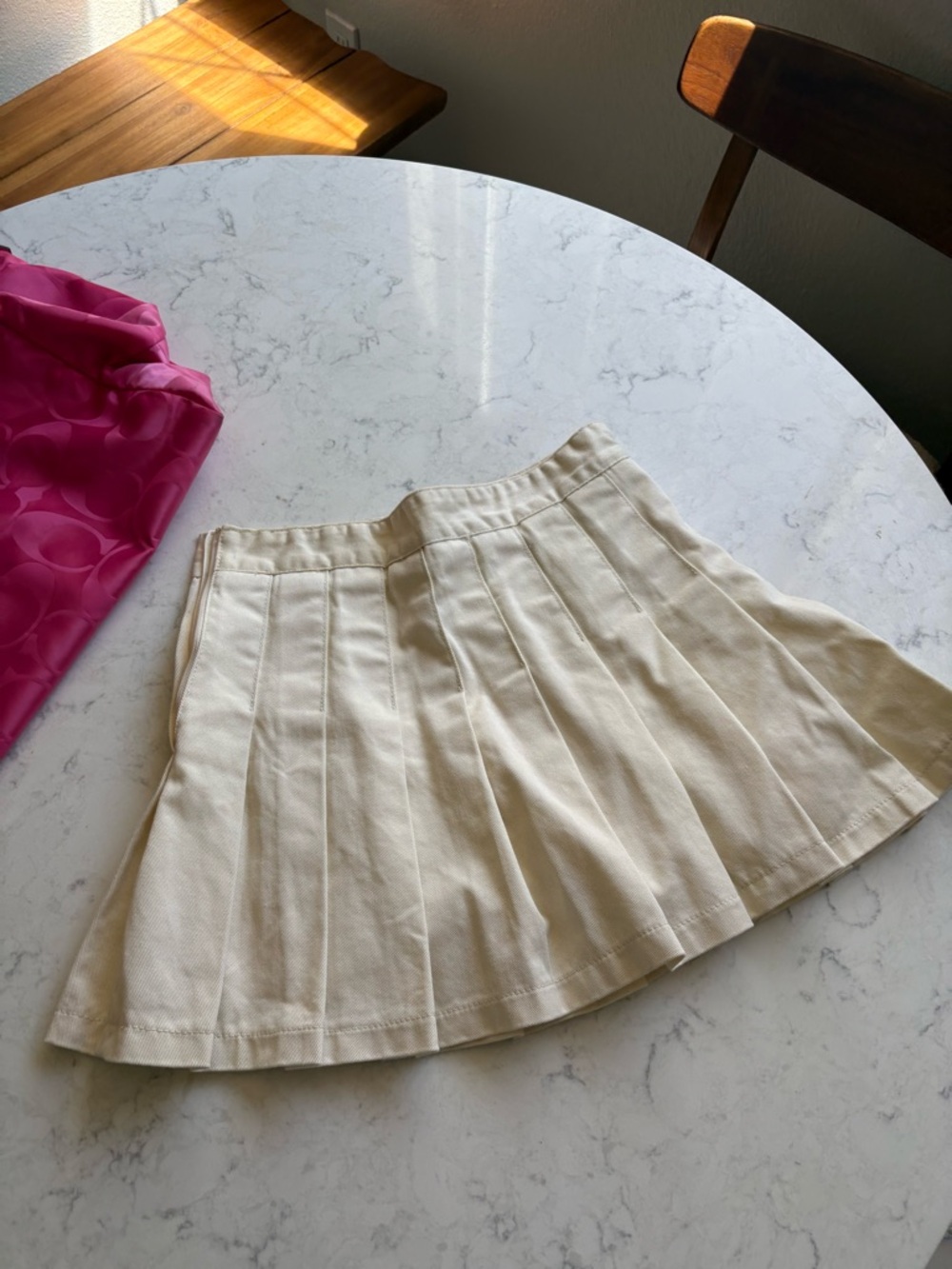 John Galt Brandy Melville Pleated Cream Mini Skirt - Women's Skirt